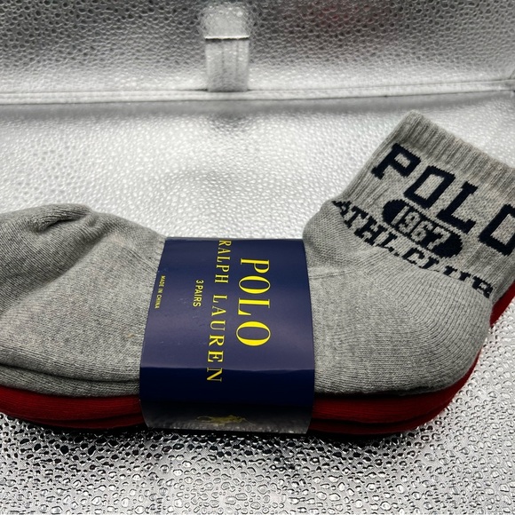 Polo by Ralph Lauren Gray and Red Athletic Socks - Picture 1 of 2